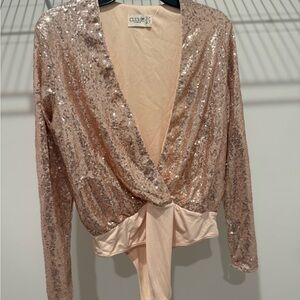 Club L London Elegant Cream Blouse Bodysuit